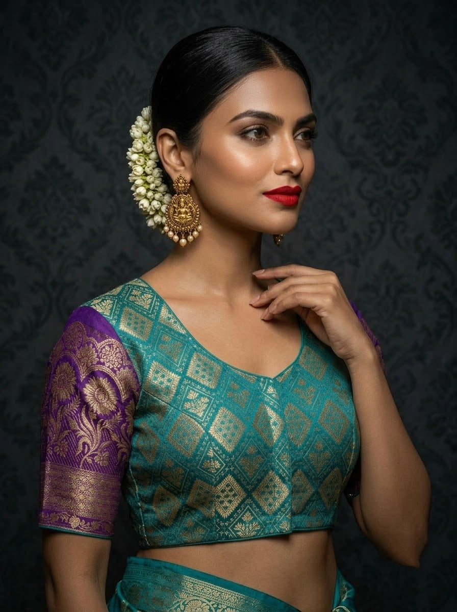 Rajeshwari Grace- Katan Silk Banarasi Zari Woven Designer Blouse
