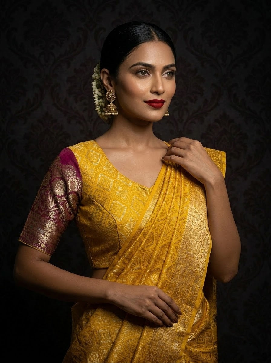 Rajeshwari Grace- Katan Silk Banarasi Zari Woven Designer Blouse
