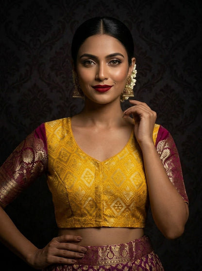 Rajeshwari Grace- Katan Silk Banarasi Zari Woven Designer Blouse