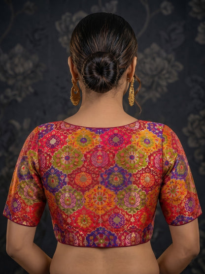Crown on Repeat – Meenakari Katan Silk Banarasi Designer Blouse