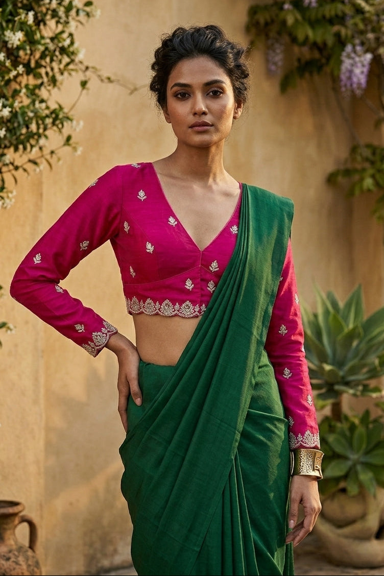 Mon Amaar Rani Emerald Blouse(Only Blouse)