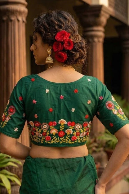 Blooming Paradise – Handstitched Designer Blouse